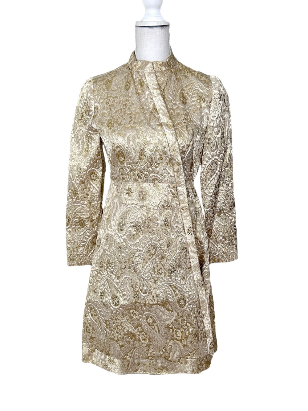 Vintage Suzy Perette Coat-Dress Gold Brocade Glam Cocktail Party Mid Century 60s